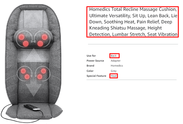 Homedics Total Recline Massage Cushion